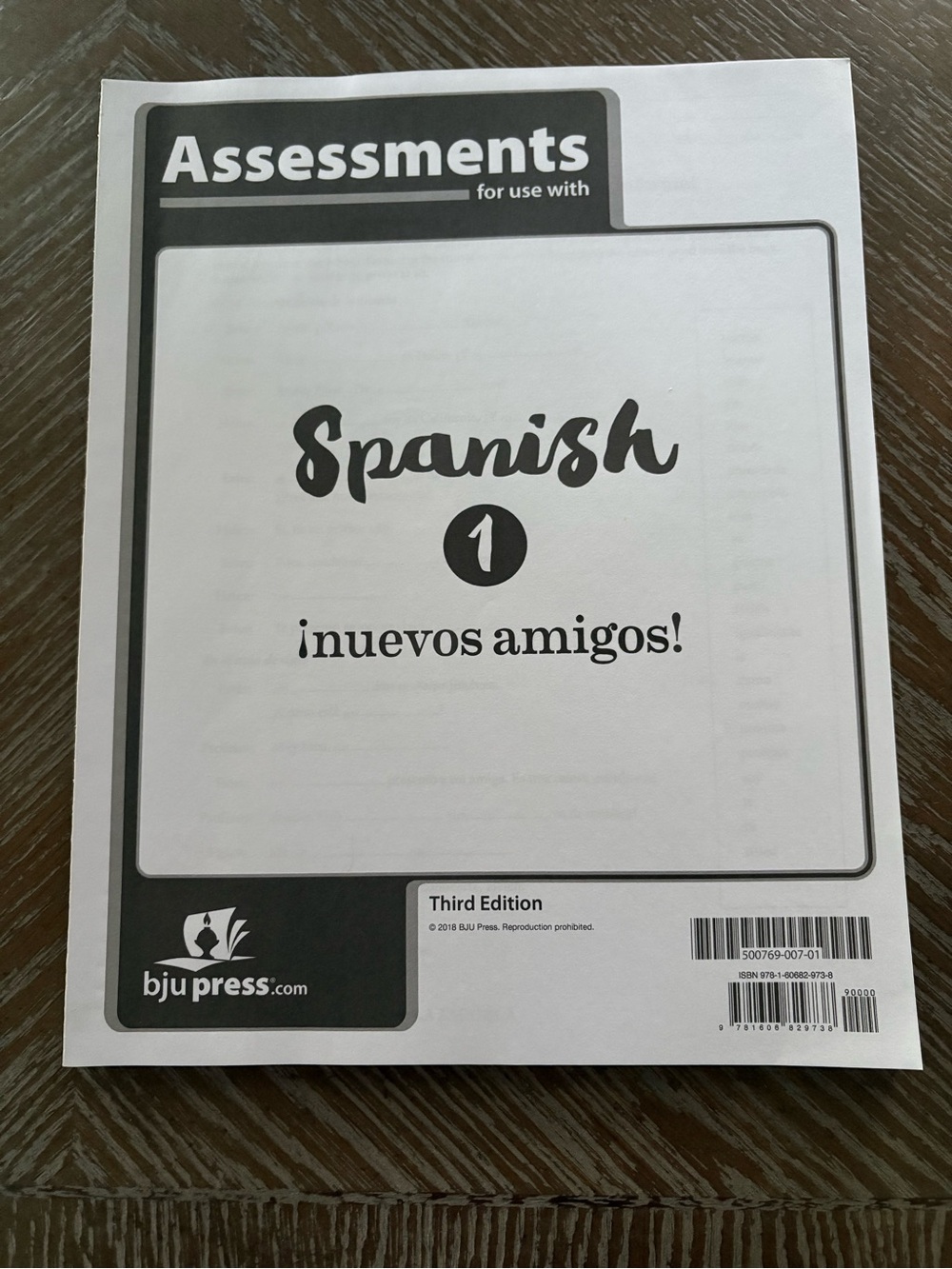 NEW BJU Press (Bob Jones) Homeschool SPANISH 1 Student Assessments